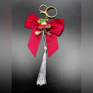 Christmas Purse Bag Charm Red Bow Red Car Green Tree Custom Keychain